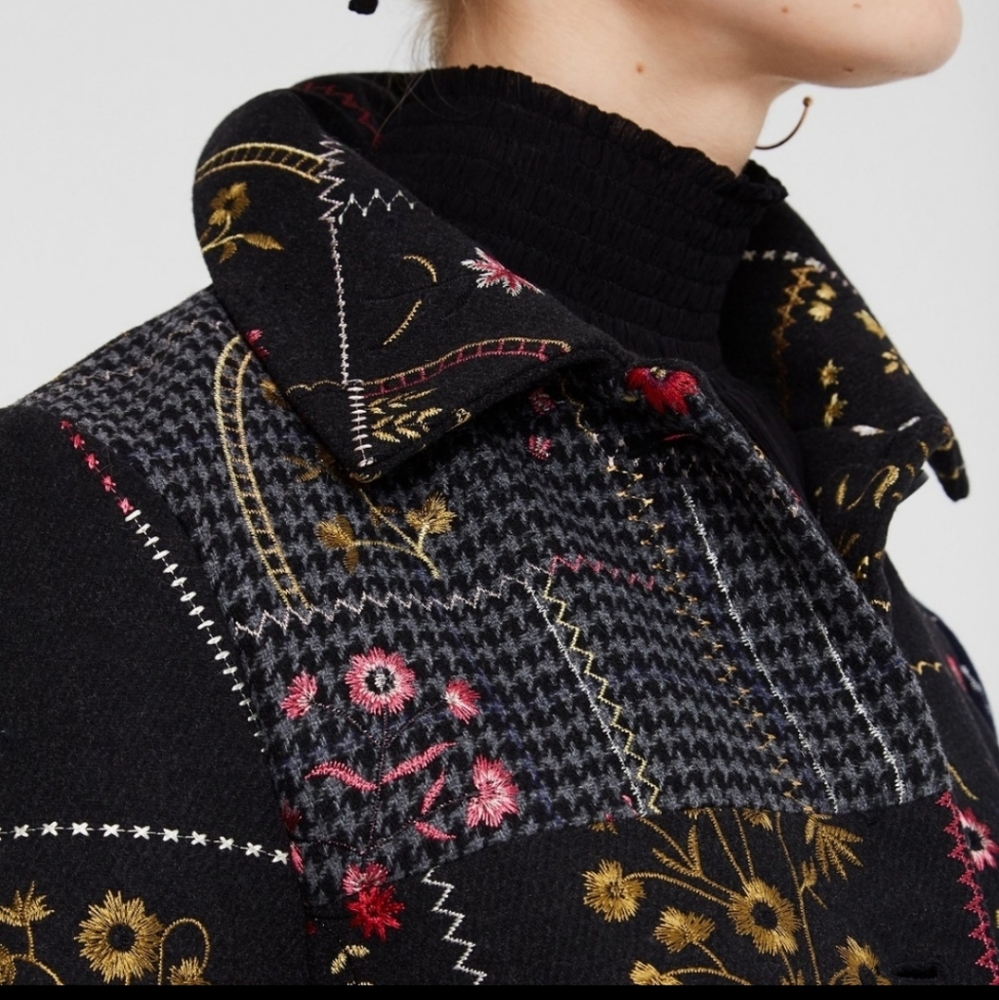 Desigual 5 Button Patchwork Coat - image 2